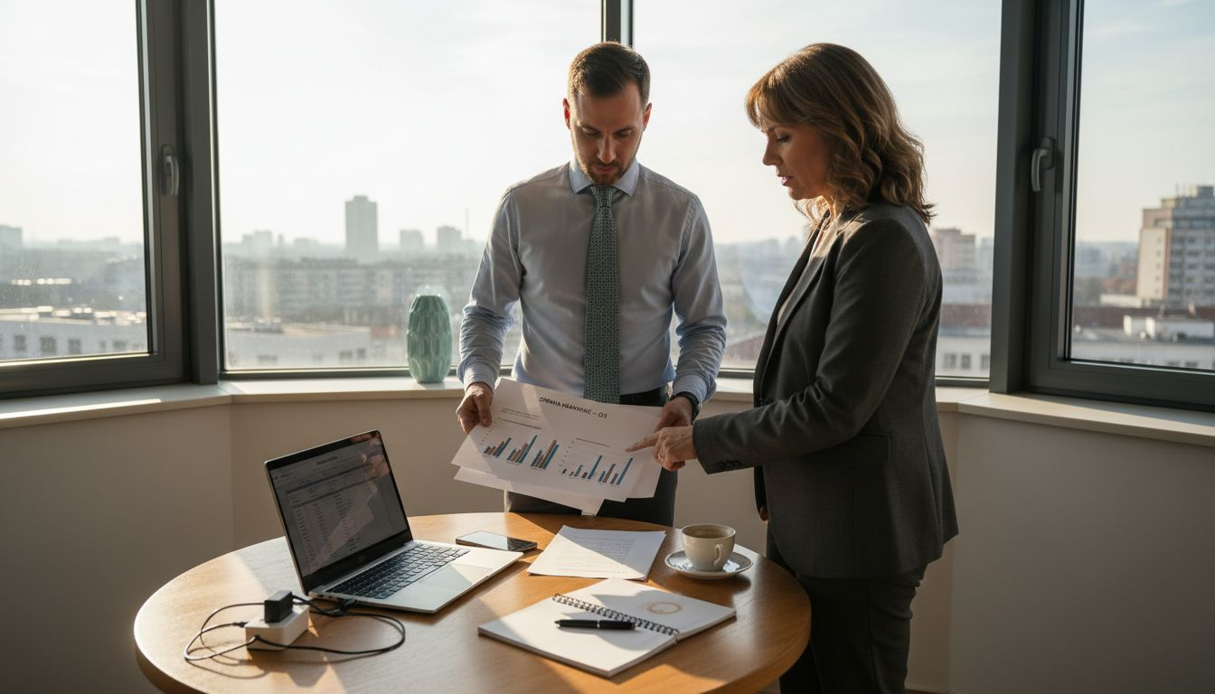 Konzultant spolu so zákazníkom prechádzajú marketingové materiály a spoločne ich vyhodnocujú.