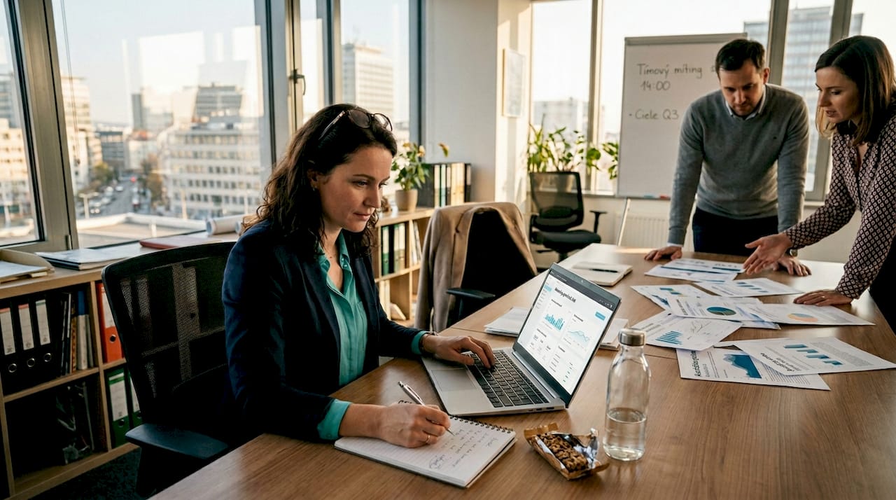 Tím si pri spoločnom stole vymieňa názory na prepojenie dát a hľadá najlepšie riešenia.