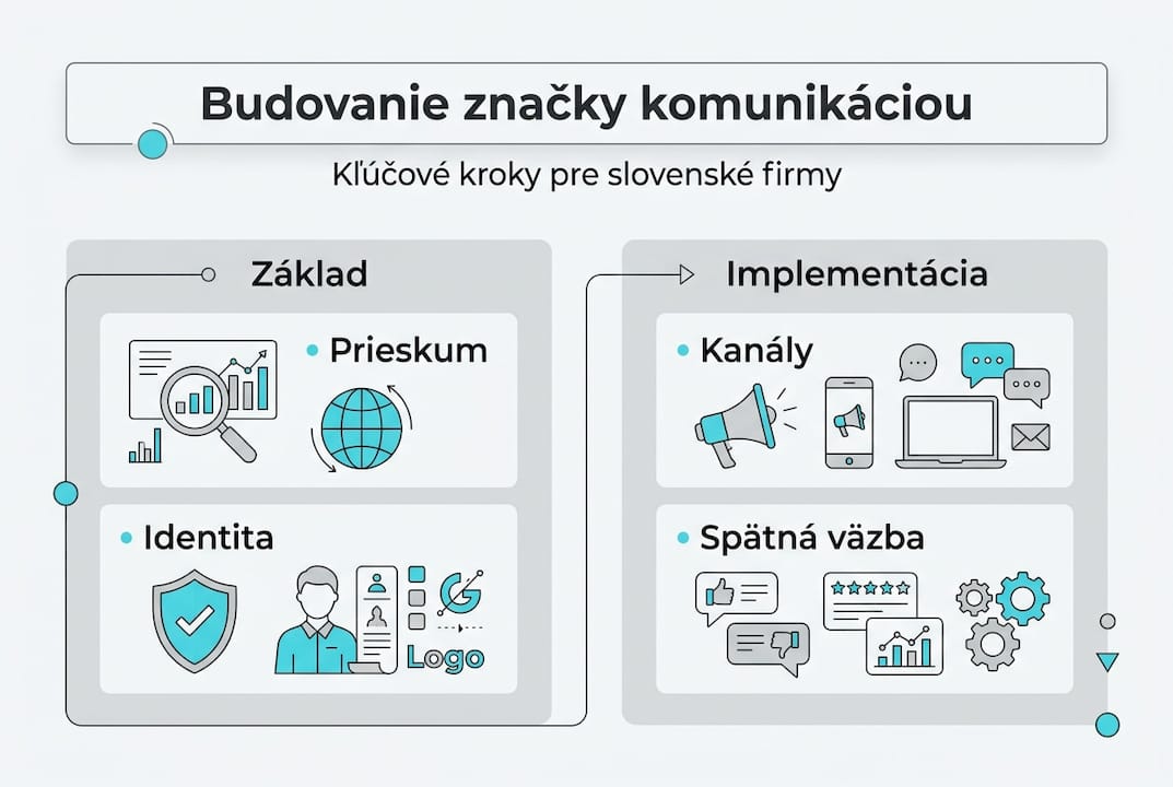 Prehľadná infografika, ktorá krok za krokom ukazuje, ako vzniká silná značka