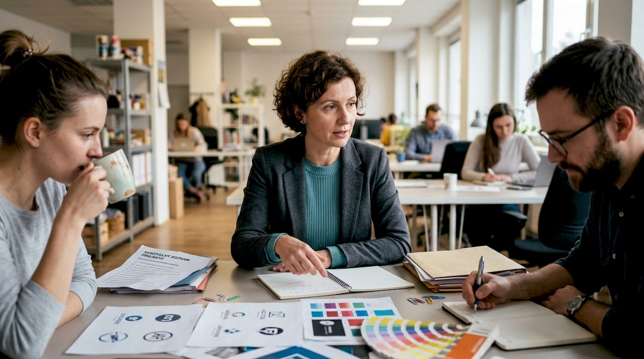 Tím spolupracuje na zachovaní jednotnej firemnej identity.