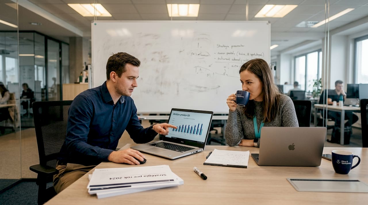Kolegovia v zasadačke živo debatujú o najnovších digitálnych trendoch.