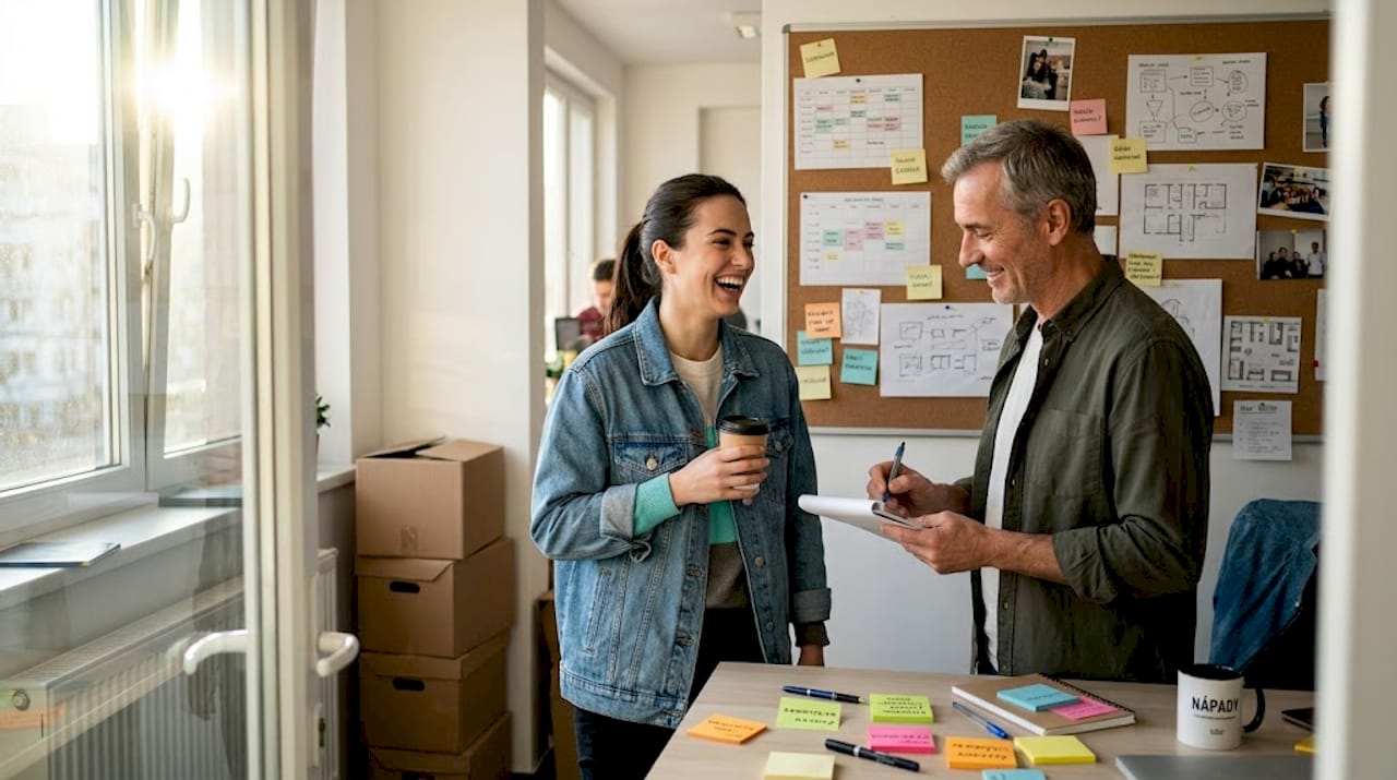 Tím sa úprimne rozpráva v kancelárii, kde je cítiť každodenný život.