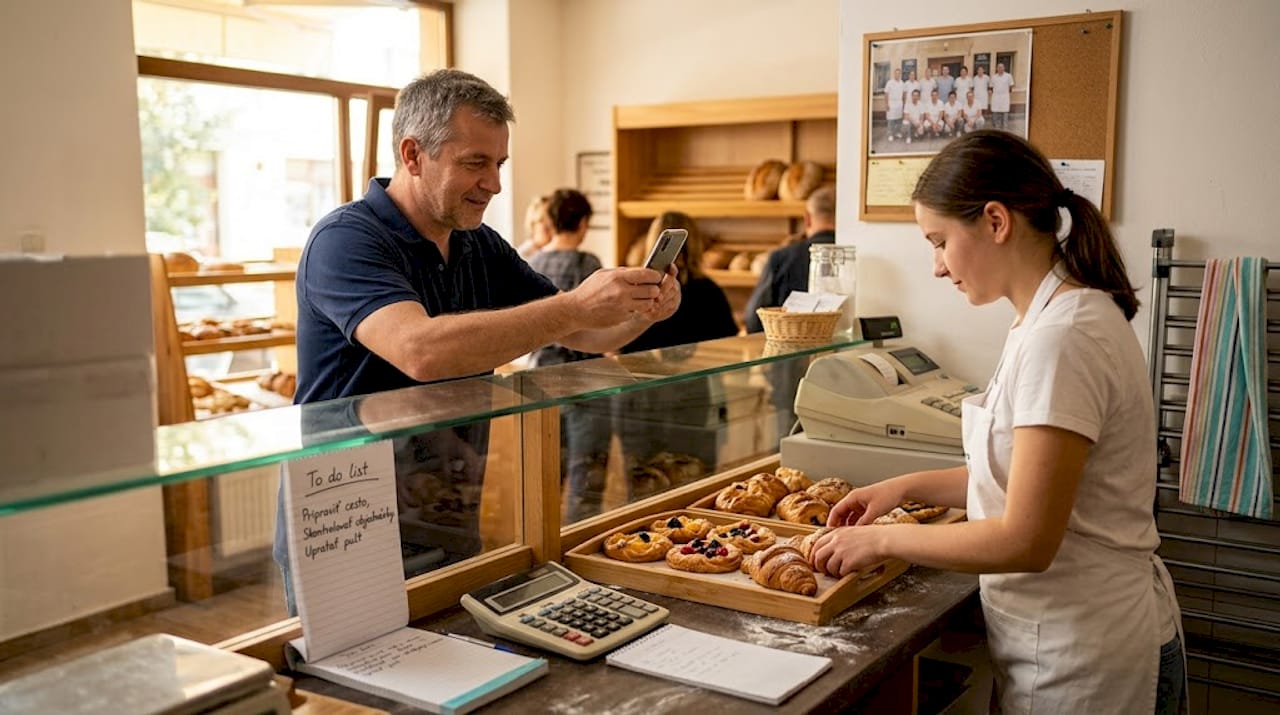 Majiteľ malej pekárne zachytáva spoločné chvíle svojho tímu