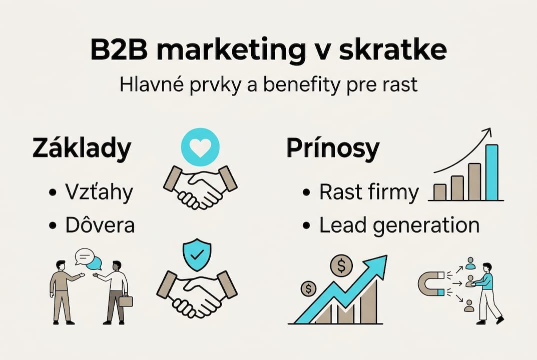Prehľad základov a výhod B2B marketingu v prehľadnej infografike