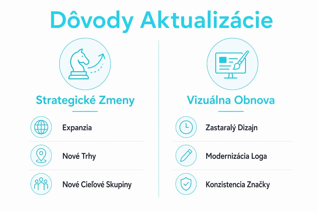 Infografika, ktorá názorne ukazuje, prečo firmy pristupujú k strategickým zmenám a prečo sa rozhodujú pre nový vizuálny štýl svojej značky.