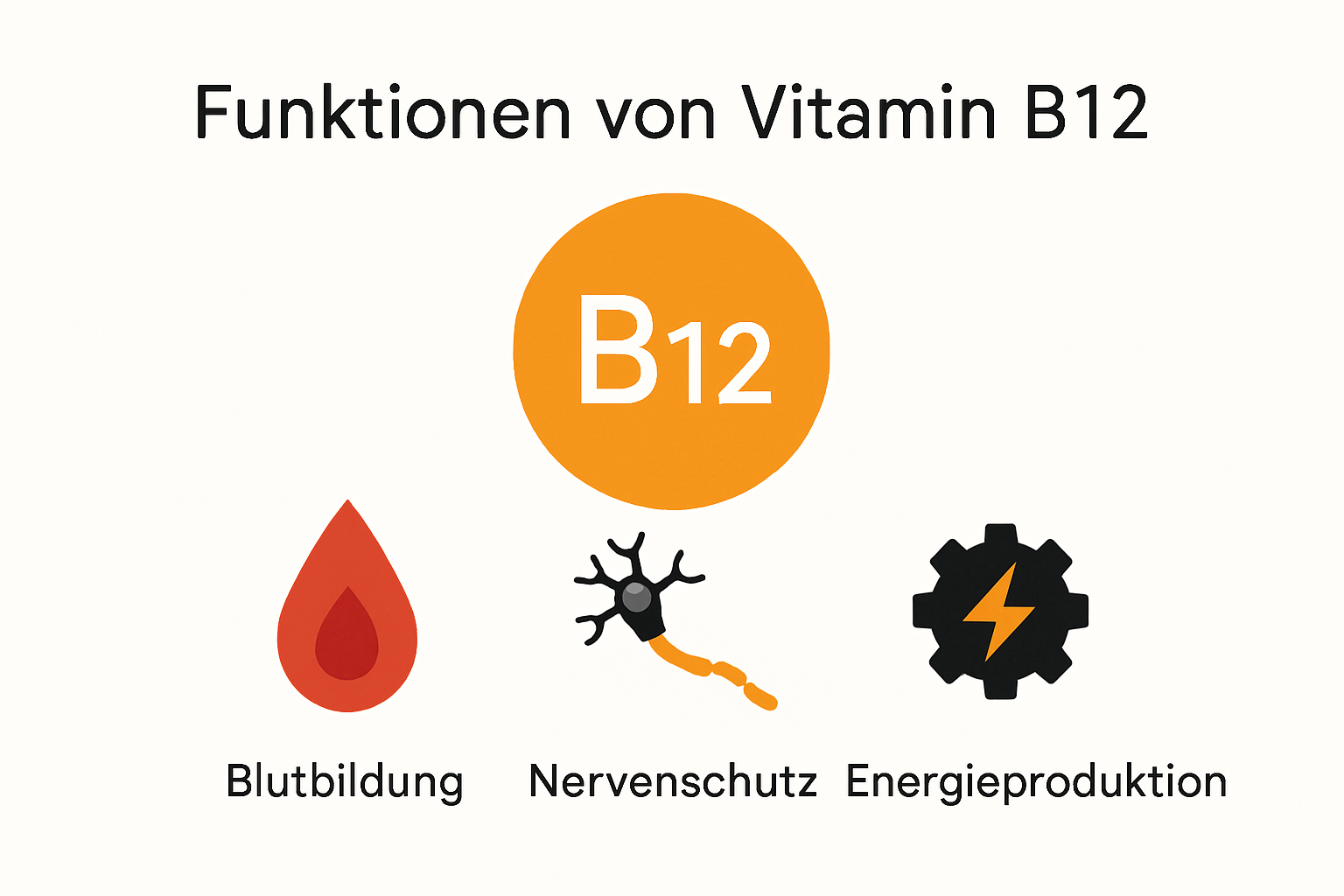 Grafik zu Funktionen von Vitamin B12 im Körper
