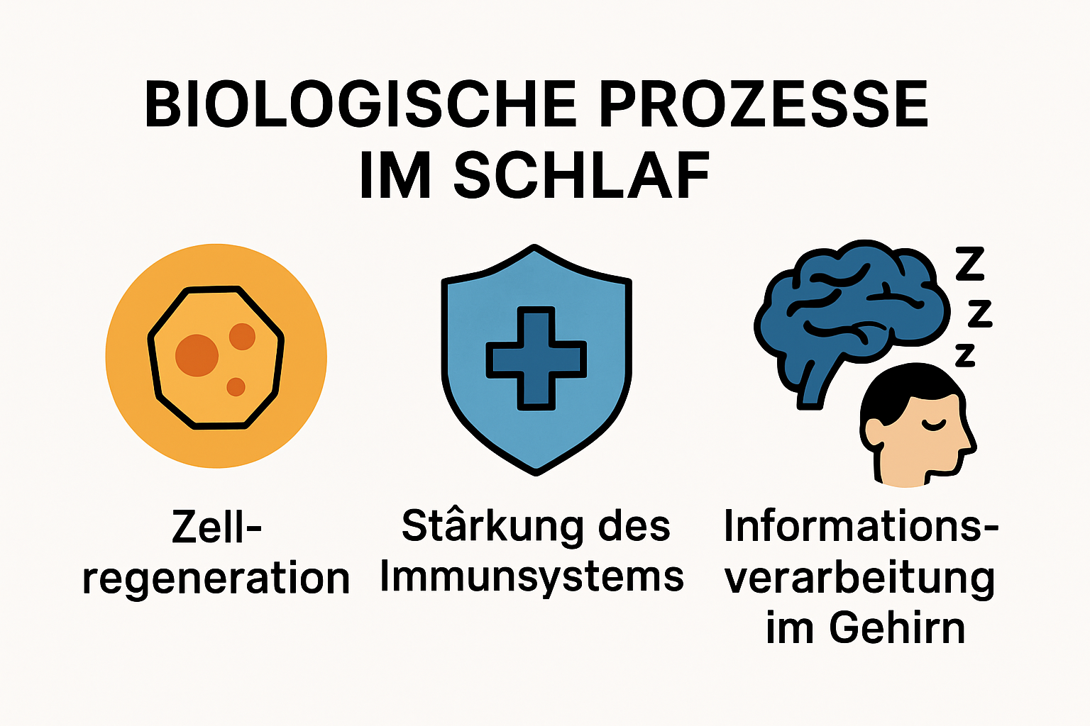 Infografik zu biologischen Prozessen im Schlaf