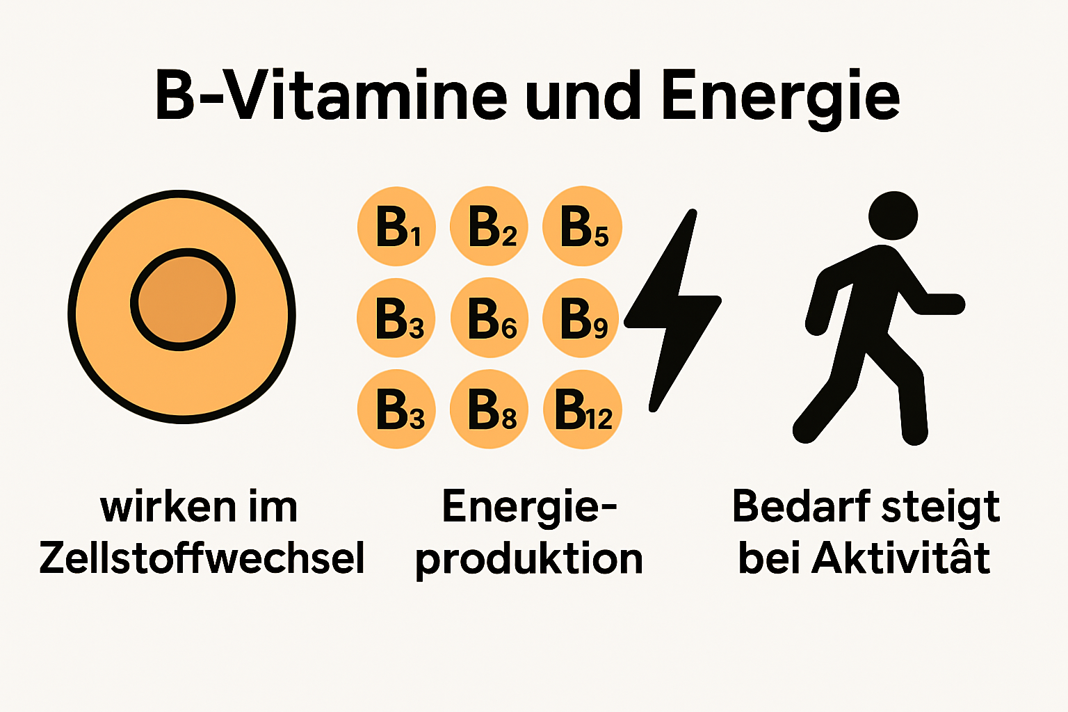 Infografik zur Wirkung von B-Vitaminen auf den Energiestoffwechsel