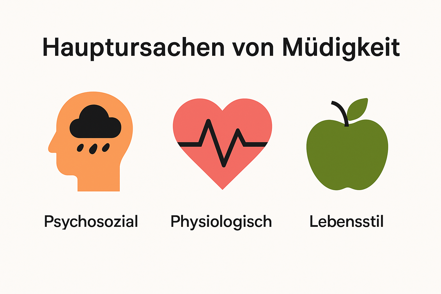 Infografik mit Ursachen von Müdigkeit auf einen Blick