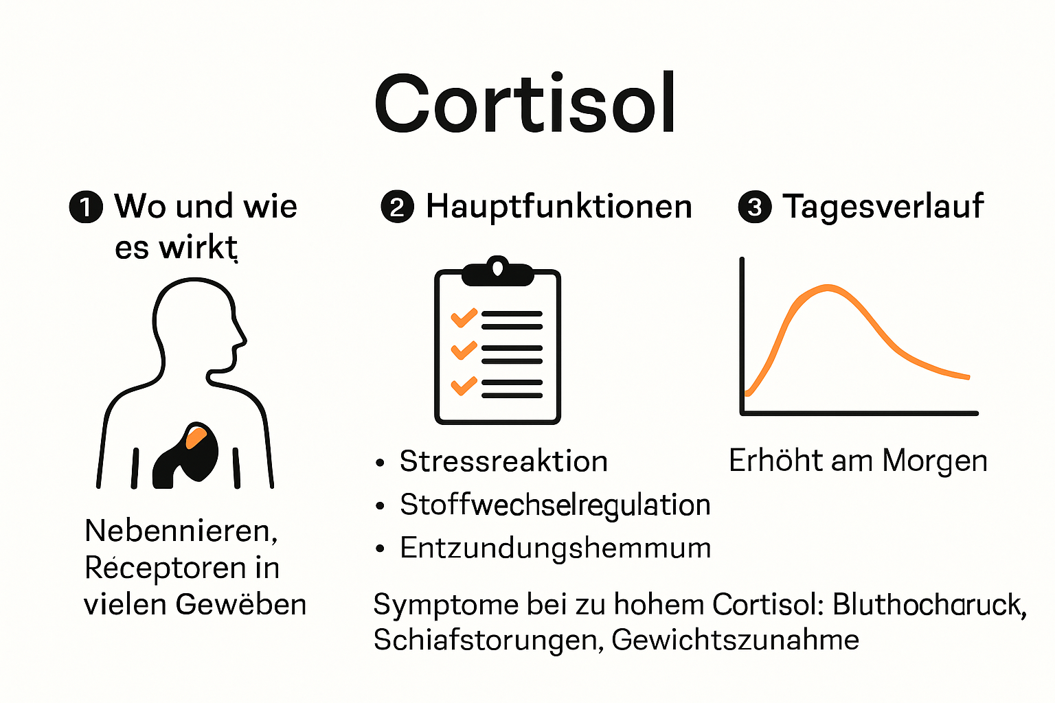 Infografik: Funktion und Kreislauf des Stresshormons Cortisol im Körper
