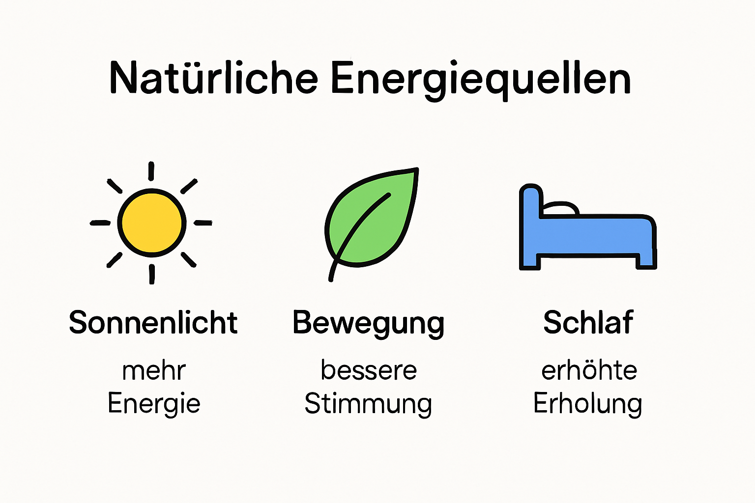 Grafik mit natürlichen Energiequellen für Körper und Geist