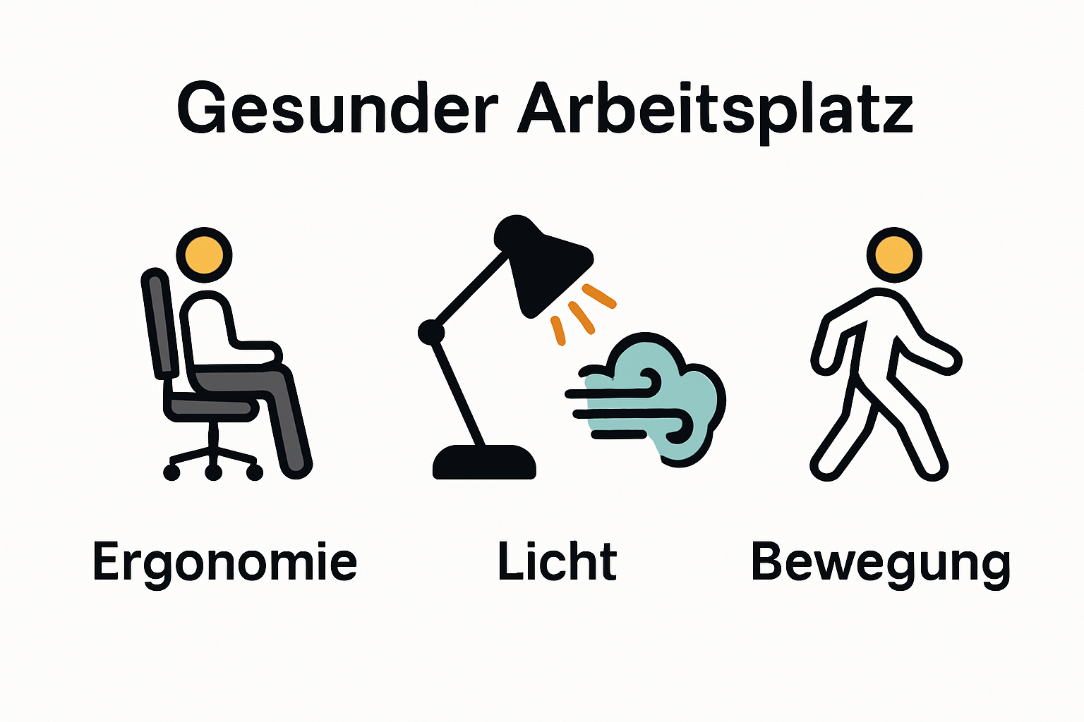 Die wichtigsten Faktoren gesunder Arbeitsplatzgestaltung auf einen Blick