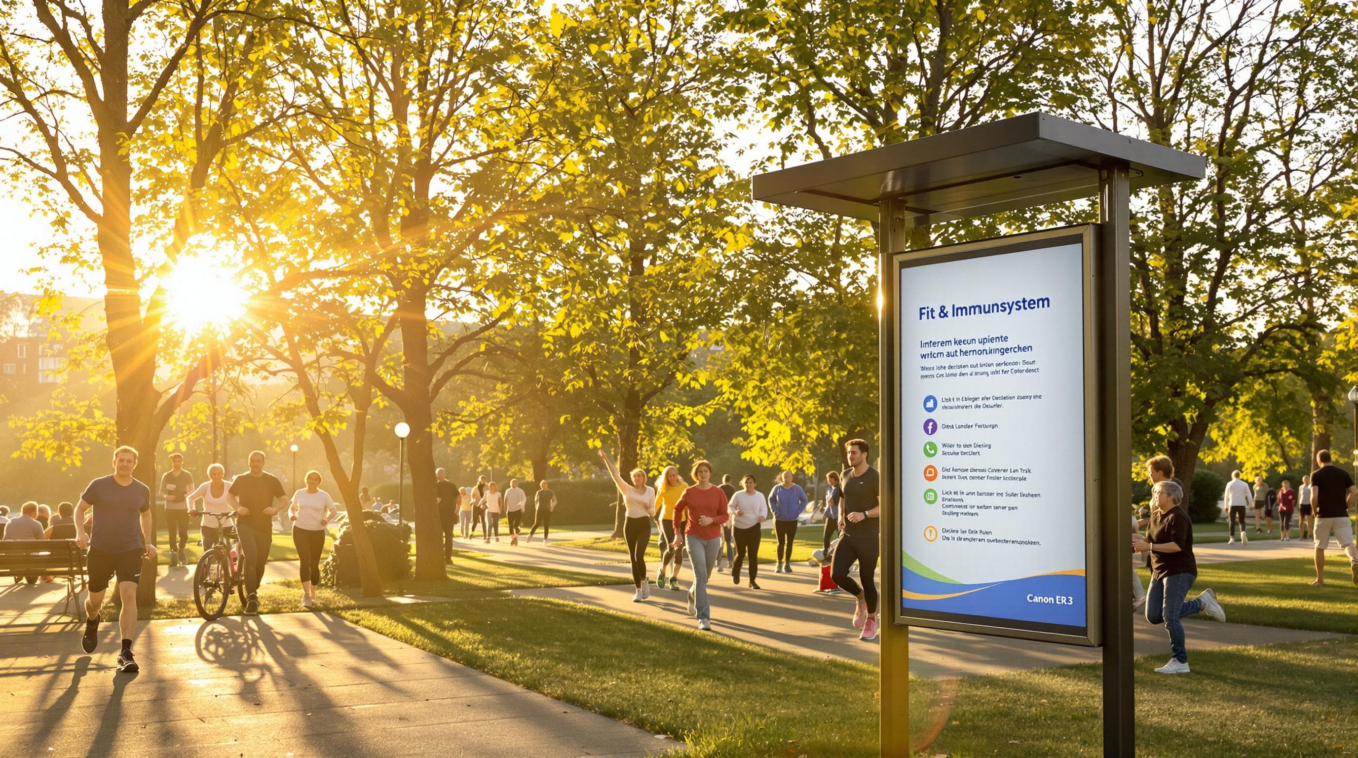 People of all ages exercising outdoors for immune health