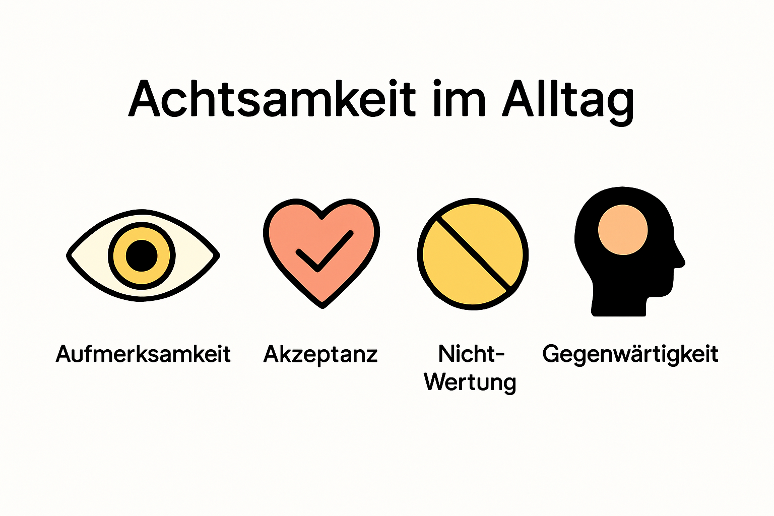 Grundprinzipien der Achtsamkeit im Alltag grafisch erklärt