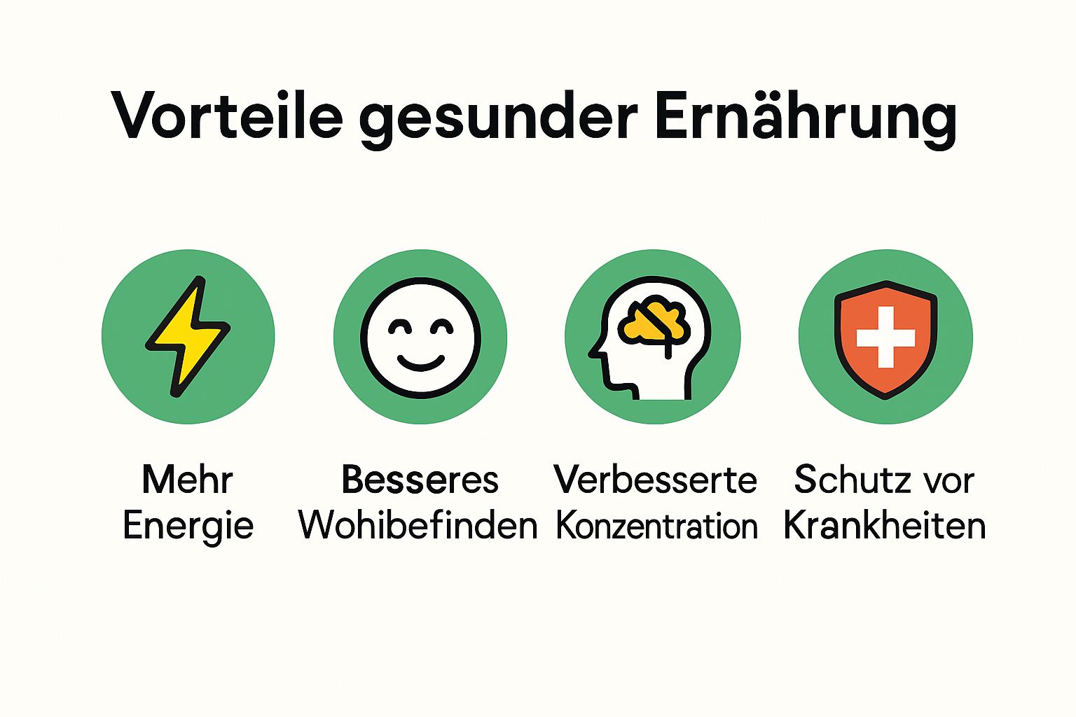 Infografik: Zentrale Vorteile gesunder Ernährung auf einen Blick