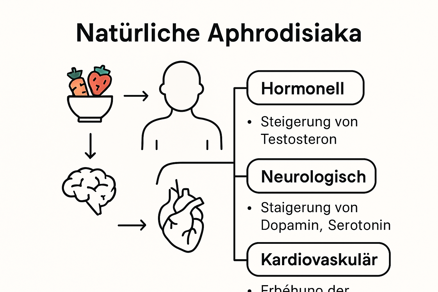 Infografik zu Wirkungsmechanismen natürlicher Aphrodisiaka im Körper