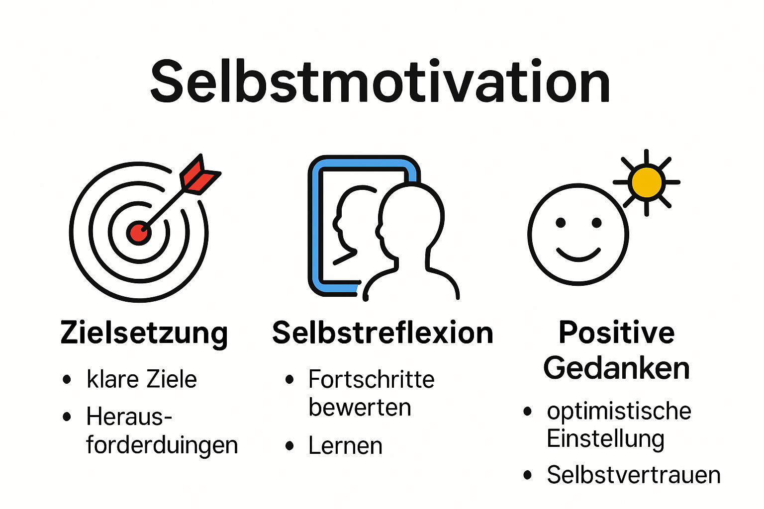 Infografik zu den psychologischen Grundlagen von Selbstmotivation und Zielsetzung