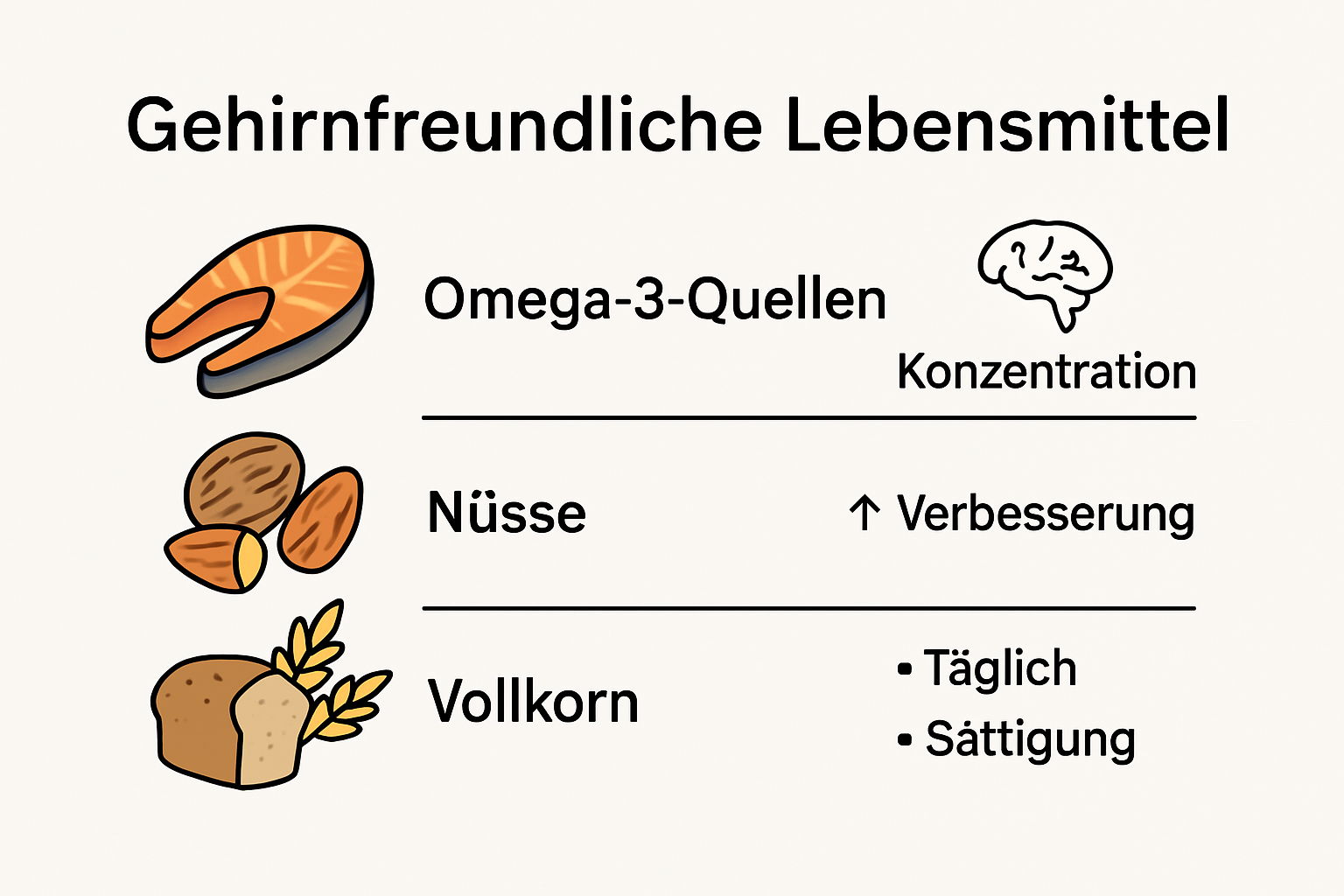 Infographic of foods for better concentration
