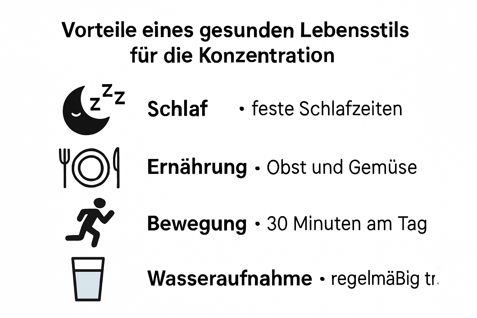 Infografik Bedeutung gesunder Lebensstil für Konzentration