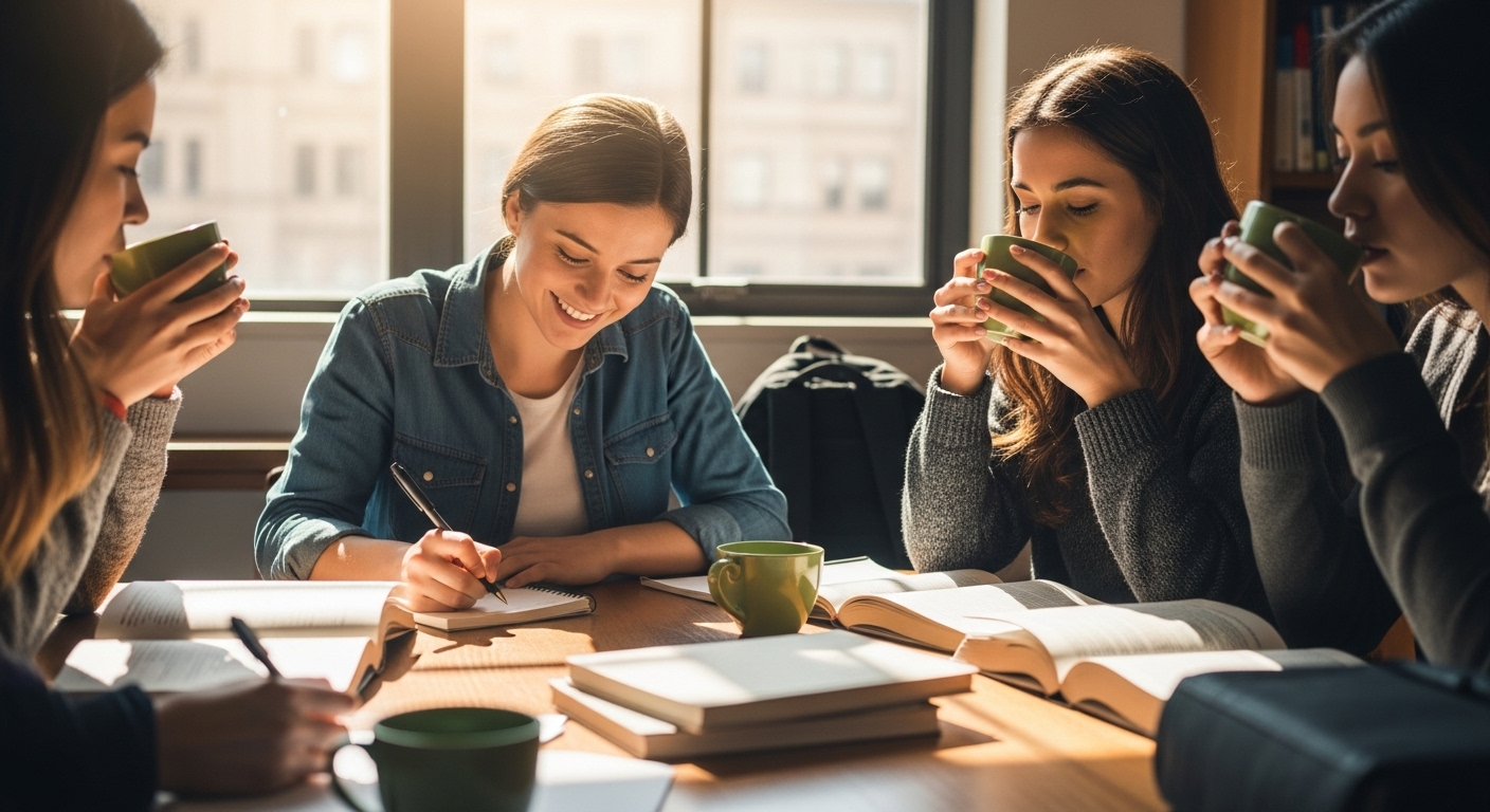 Grüner Tee Studierende Konzentration