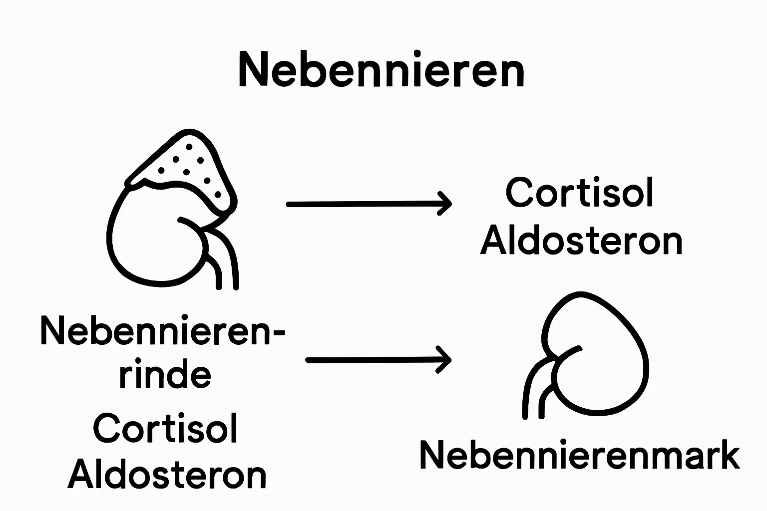 Vergleich Adrenal Cortex und Medulla Infografik