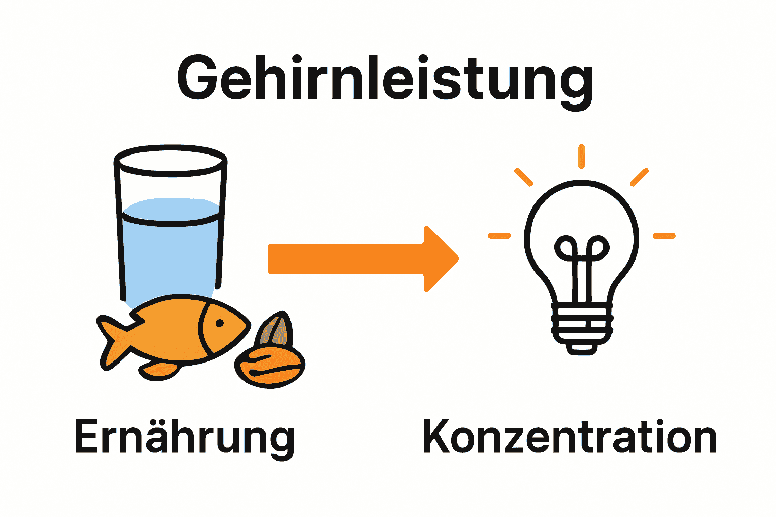 Infografik zur Verbindung von Brain Food, Wasser und mentaler Leistung