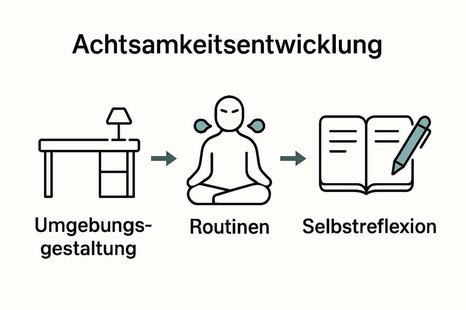 Infografik zeigt Achtsamkeit im Arbeitsalltag in drei Schritten