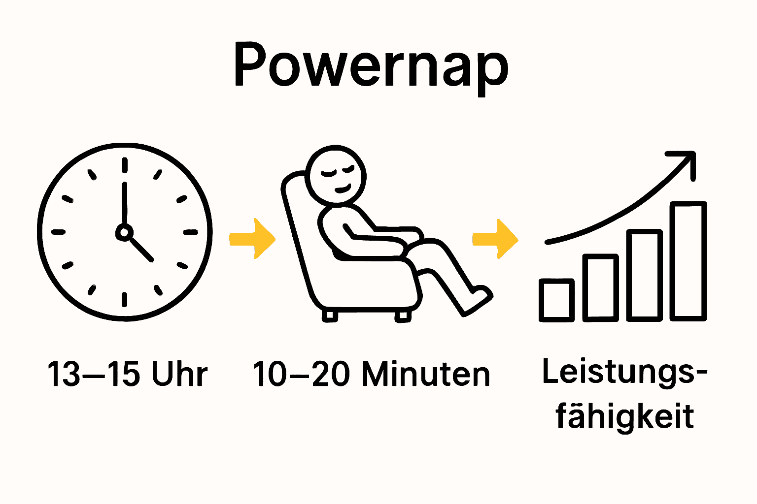 Infografik: Powernap-Zeit, Vorgehen, Produktivität