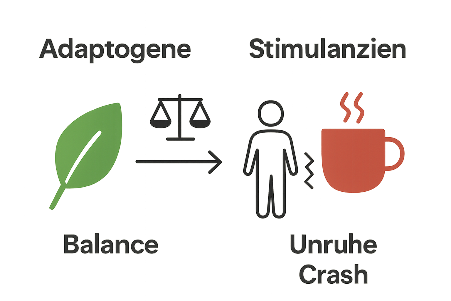 Vergleich von Adaptogenen und klassischen Stimulanzien