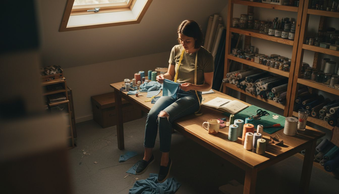 Designer examines Tencel fabric swatch