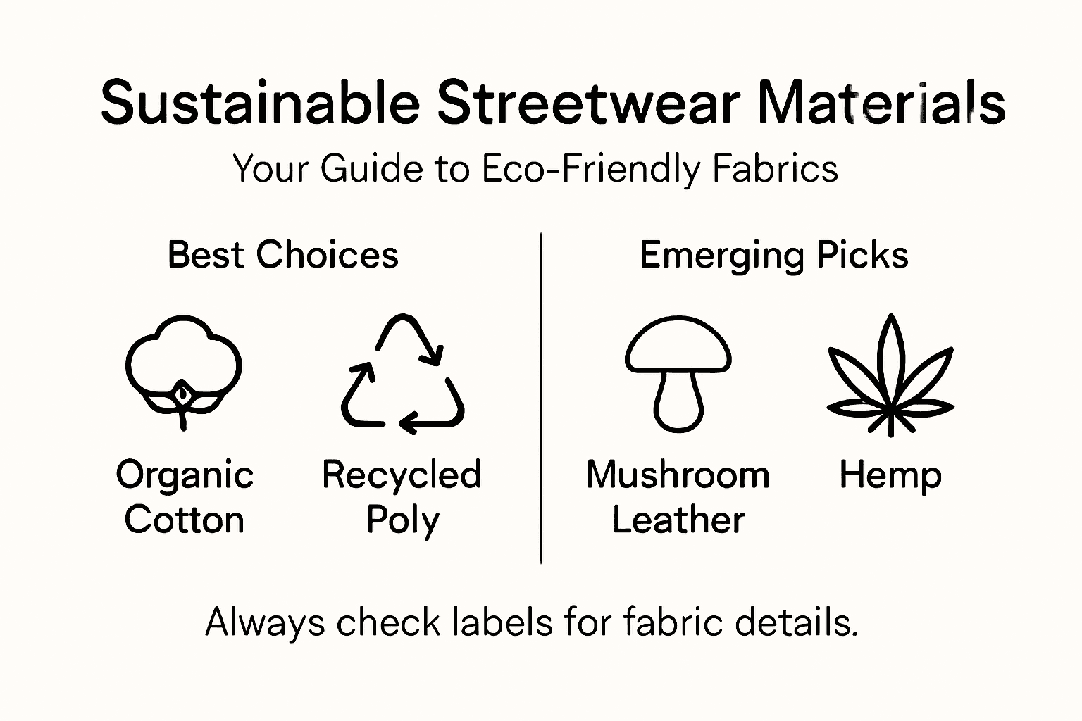 Infographic met overzicht van duurzame Streetwear-materialen