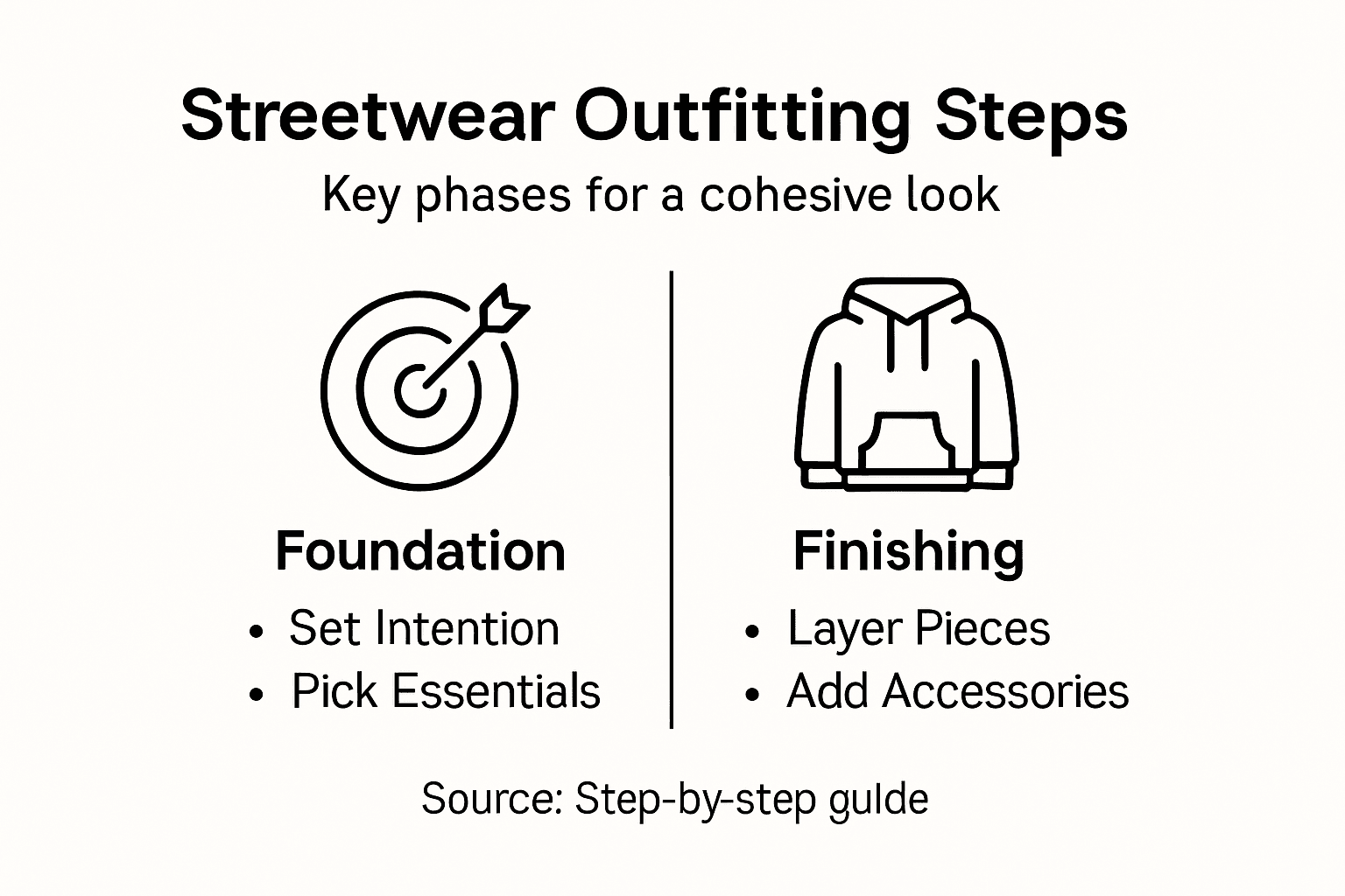 Infographic visualizing five streetwear outfit steps