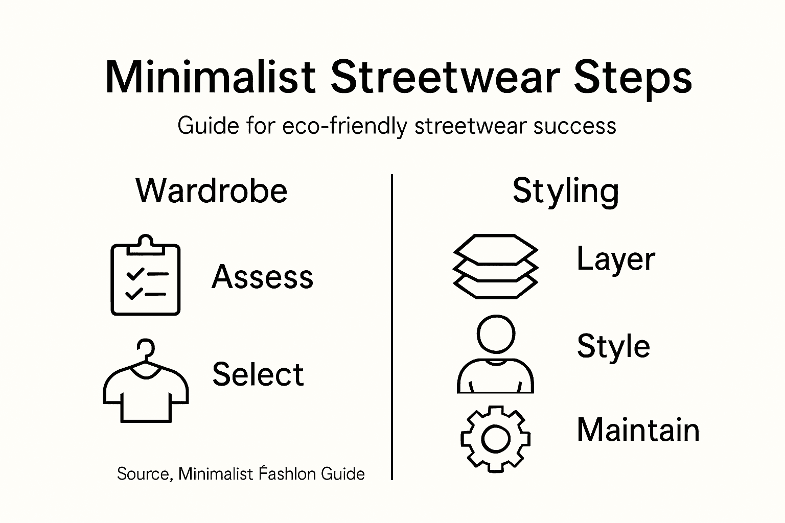 Infographic shows five minimalist streetwear steps