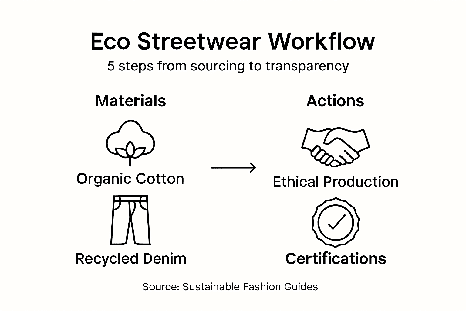 Infografik, die den nachhaltigen Streetwear-Workflow zeigt