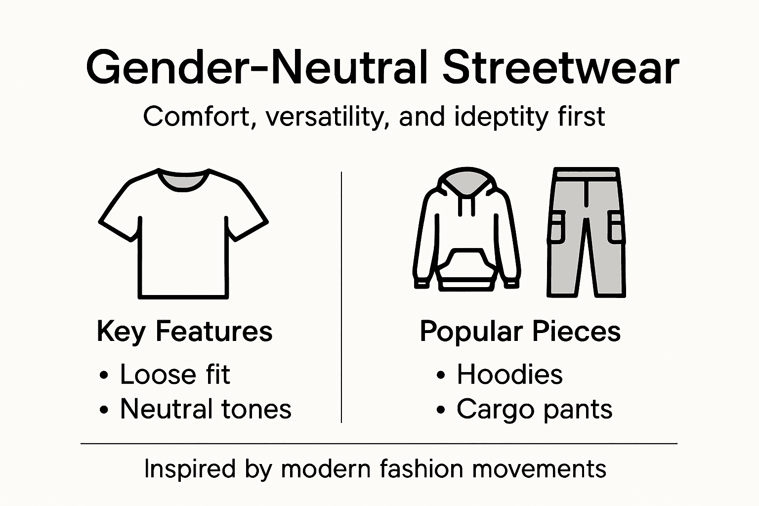 Infografik mit den wichtigsten Features gender-neutraler streetwear