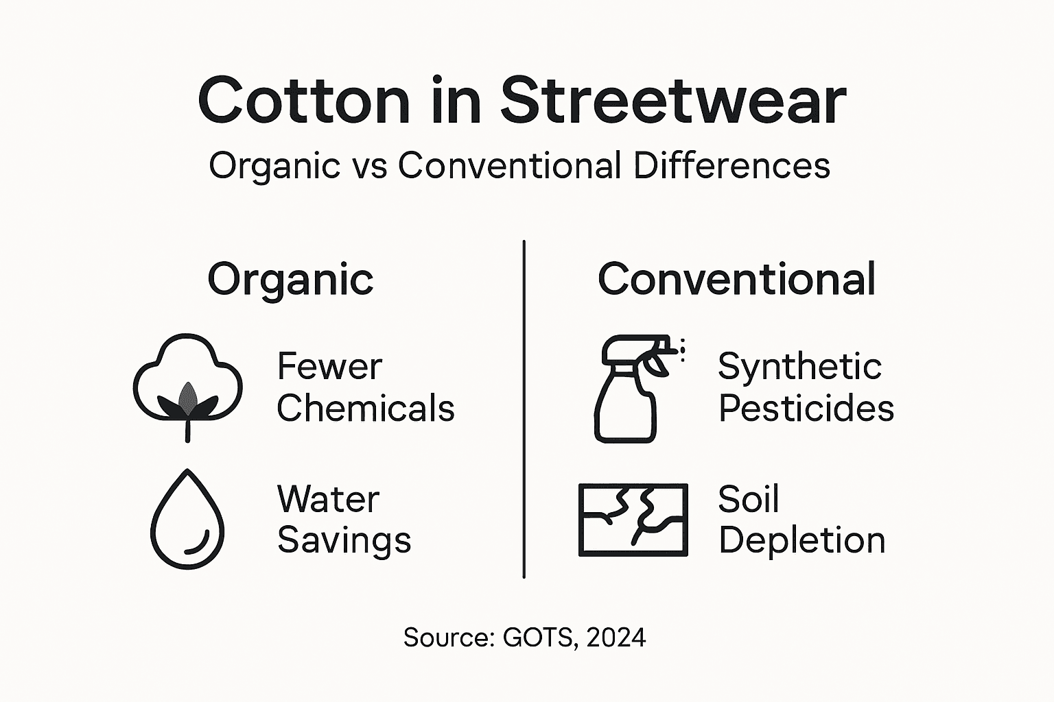 Infografik: Vergleich von Bio- und konventioneller Baumwolle