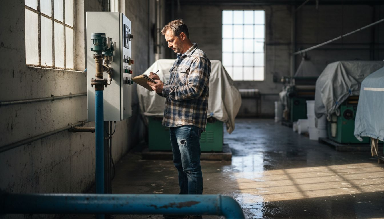 Manager erfasst Wasserdaten in einer Baumwollfabrik