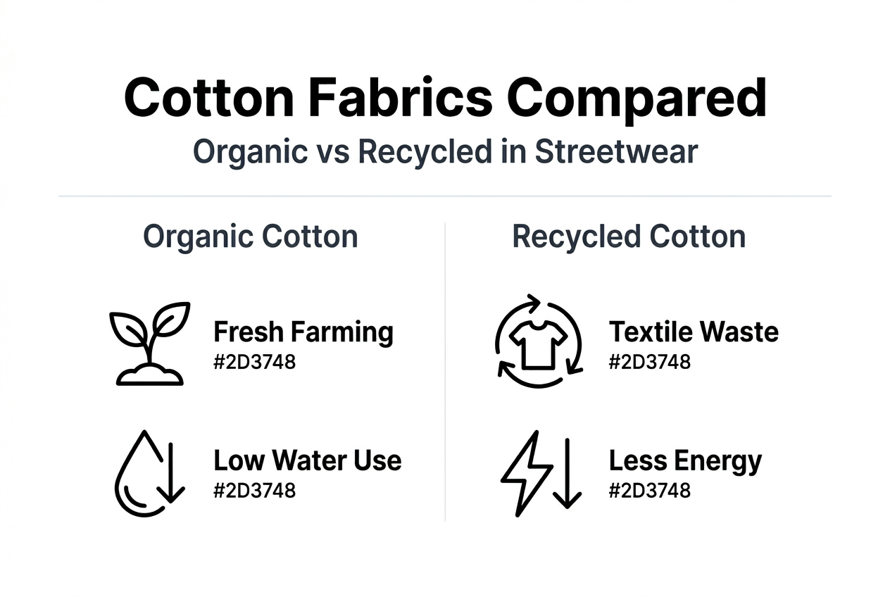Infographie présentant les différences entre le coton biologique et le coton recyclé