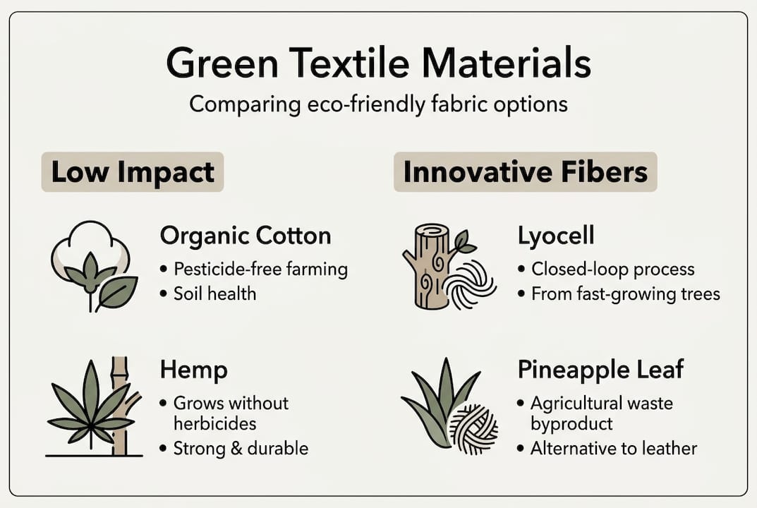 Infographic showing key green materials comparison