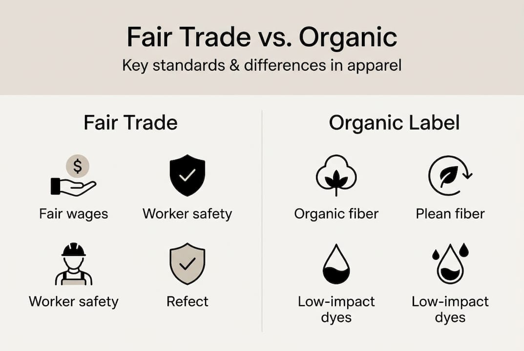 Infographic die Fair Trade- en biologische kleding vergelijkt