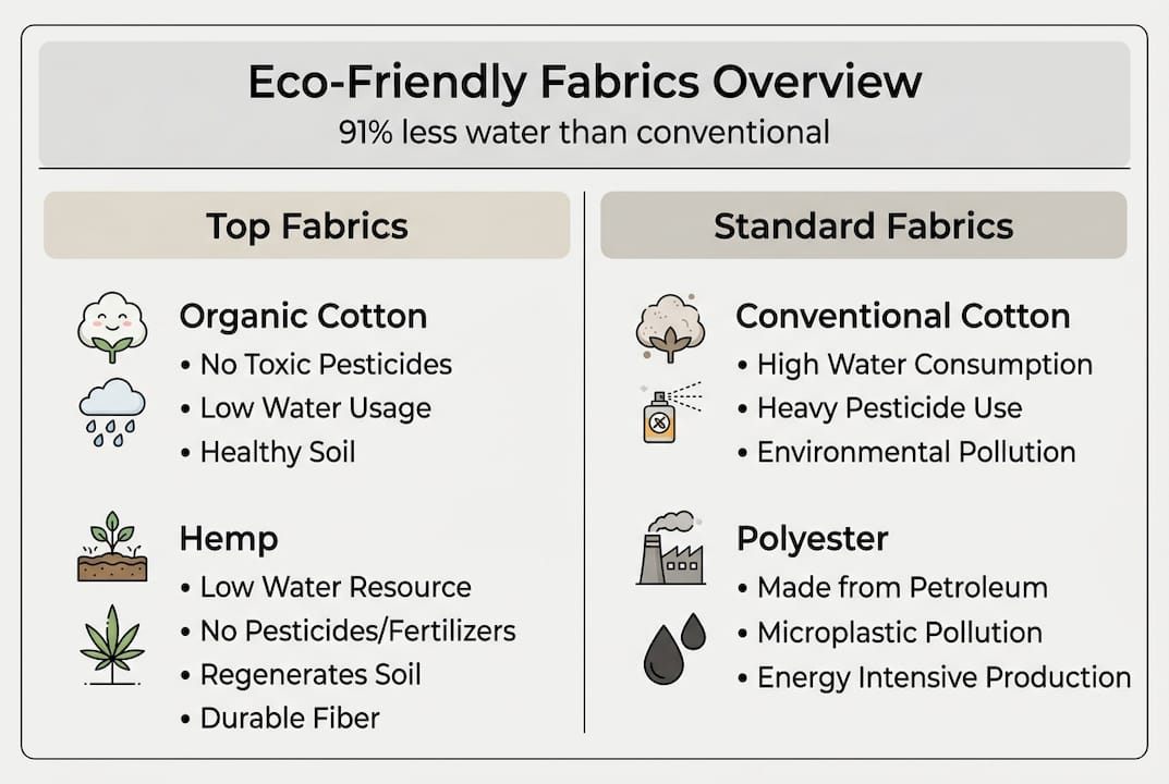 Eco-friendly fabrics comparison infographic