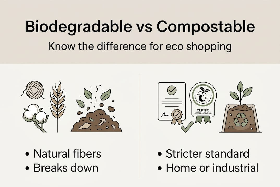 Infographic on biodegradable versus compostable fabrics