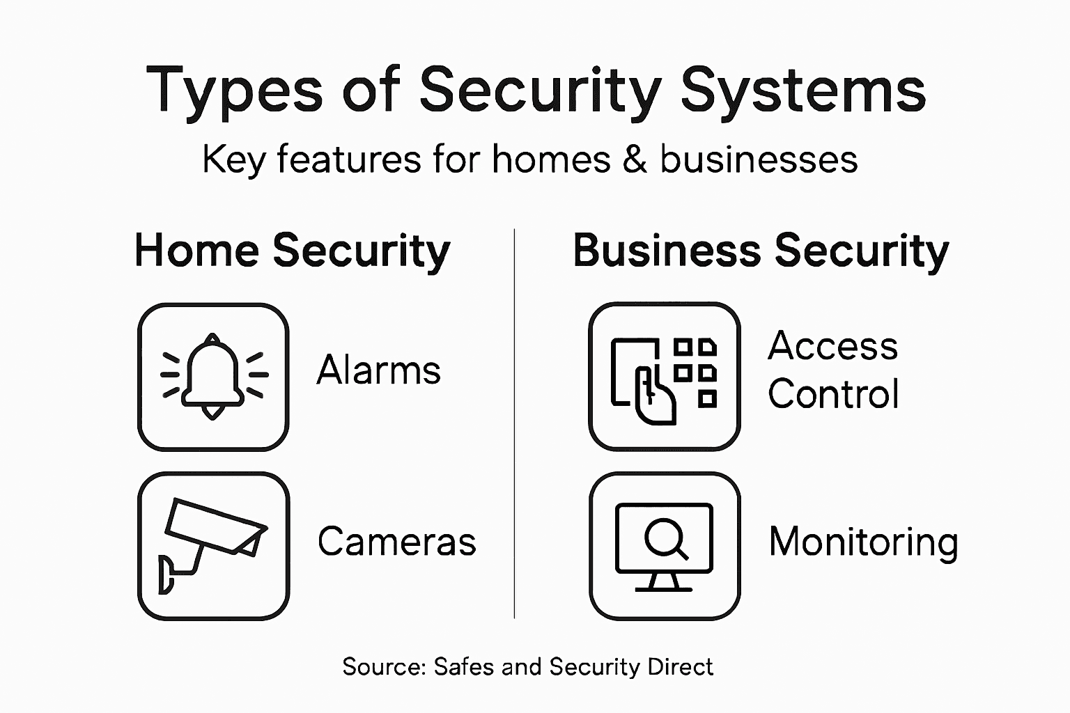 Infographic comparing home and business security systems