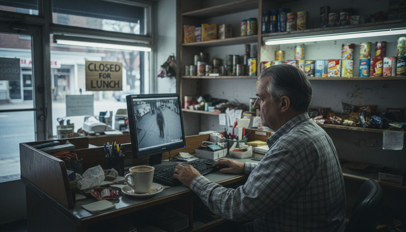 Shop owner reviews store security footage