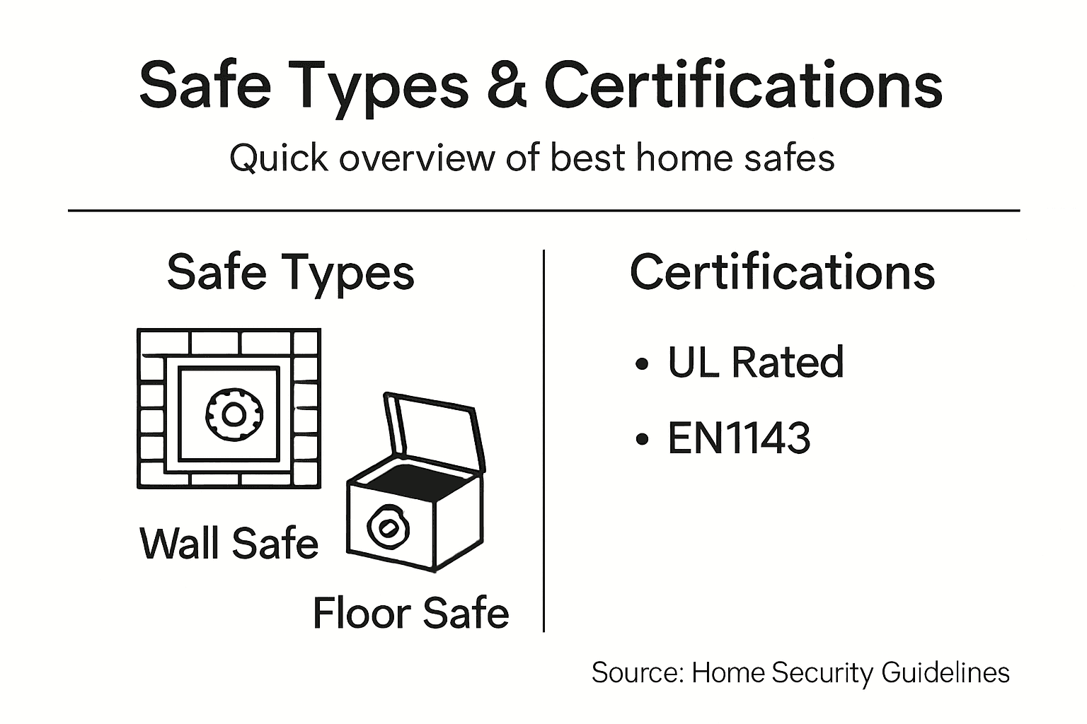 Infographic showing safe types and certifications