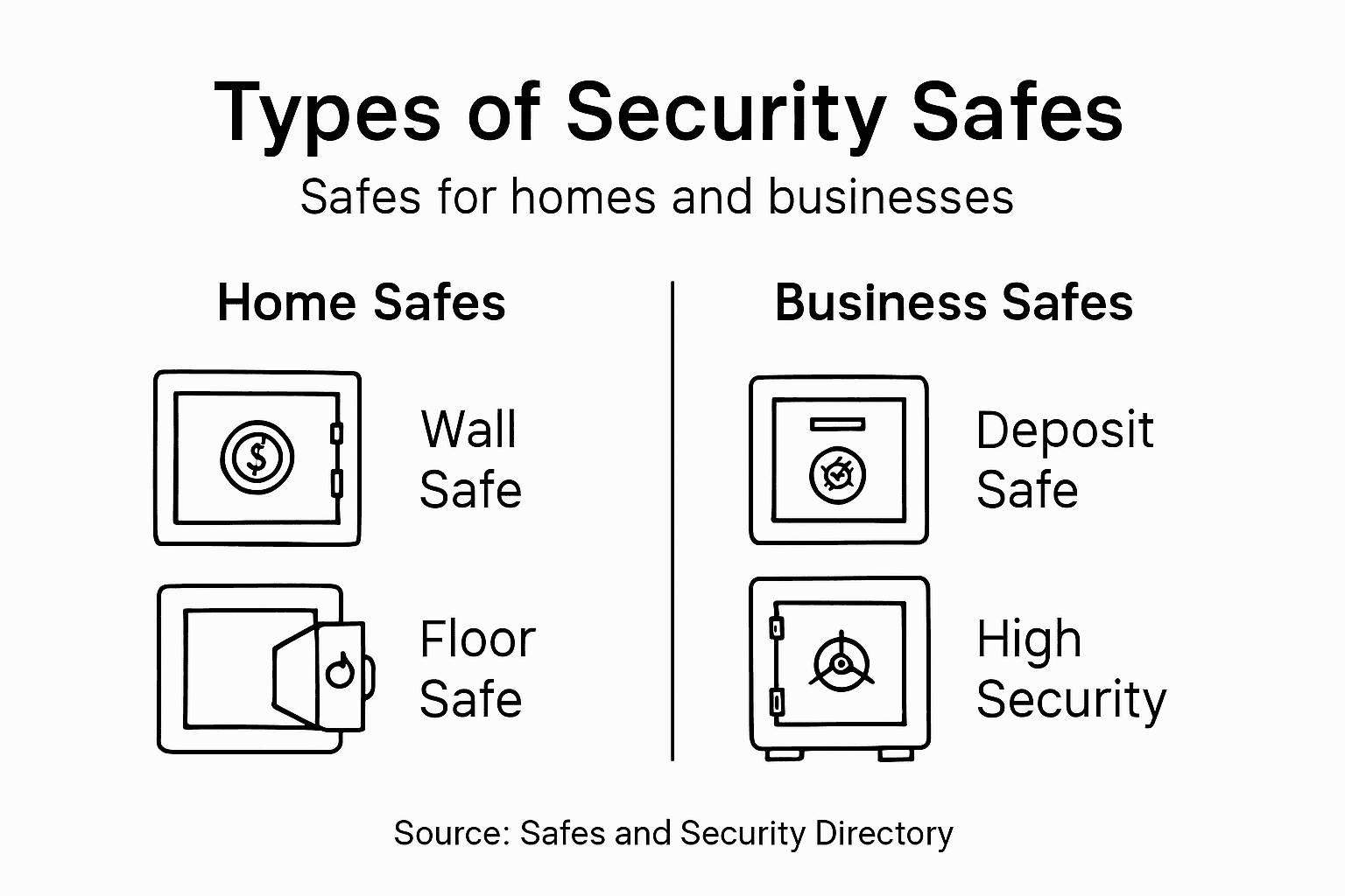 Infographic with home and business safe types