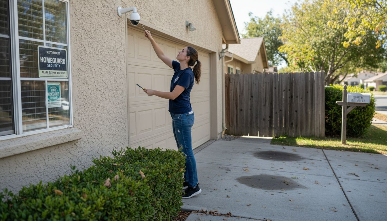 Homeowner adjusting visible security deterrents