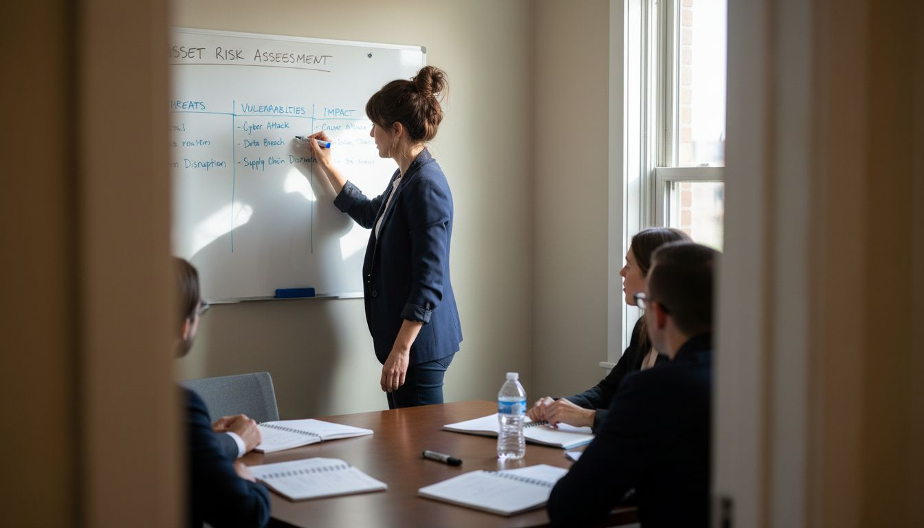 Risk manager leading business asset risk meeting