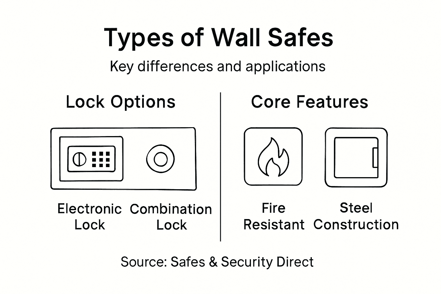 Infographic comparing wall safe types features