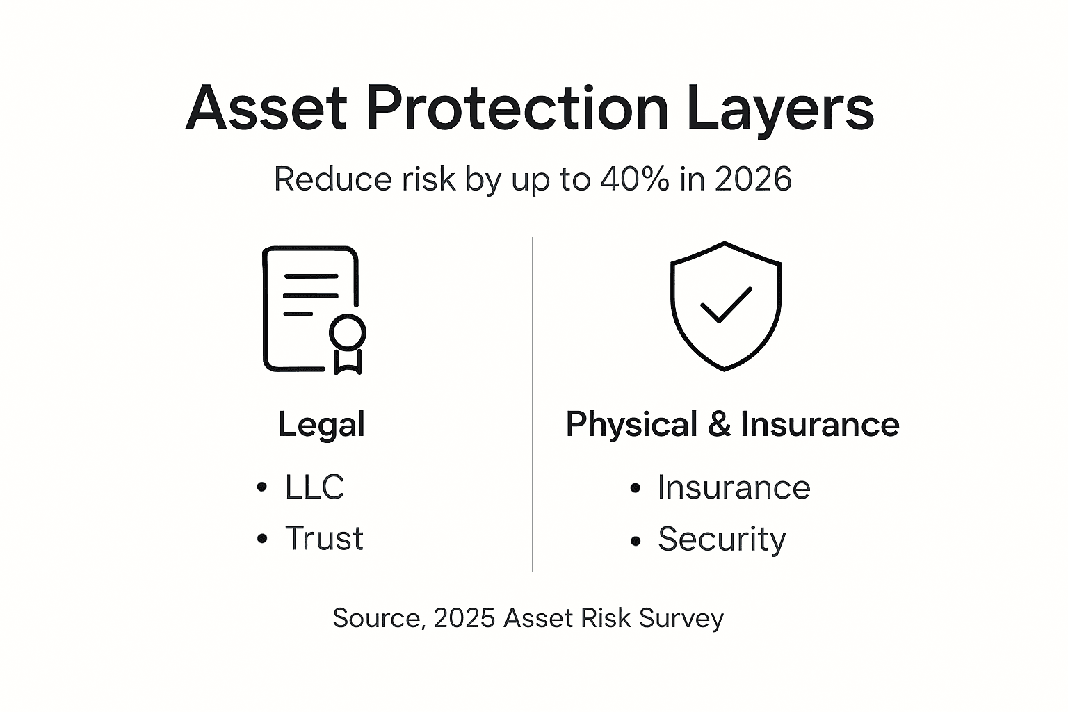 Infographic of asset protection layers and risk reduction